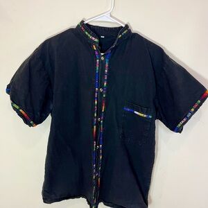 Black Shirt with Colorful Accents